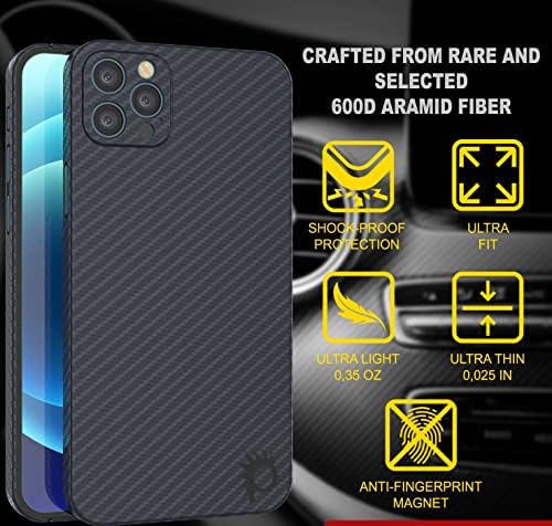 Punkcase for iPhone 13 Pro Max Farbon Case [Aramidshield Series] Ultra Slim & Light Kevlar עור העשוי מ-